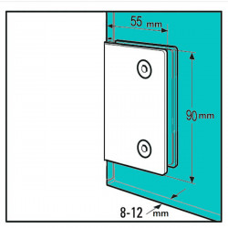 Bilbao Patte de fixation 90Â° Mur-Verre  pour paroi verre de 8 Ã  12mm