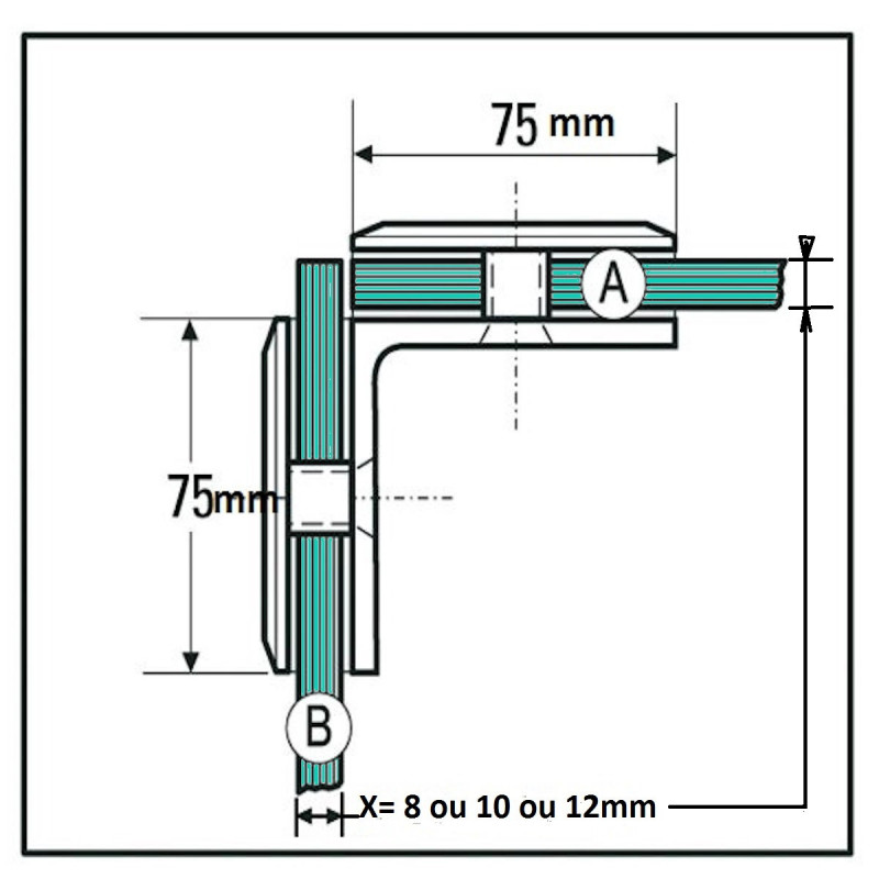 Bilbao raccord d'angle 90Â° verre-verre- pour verre de 8 Ã  12mm