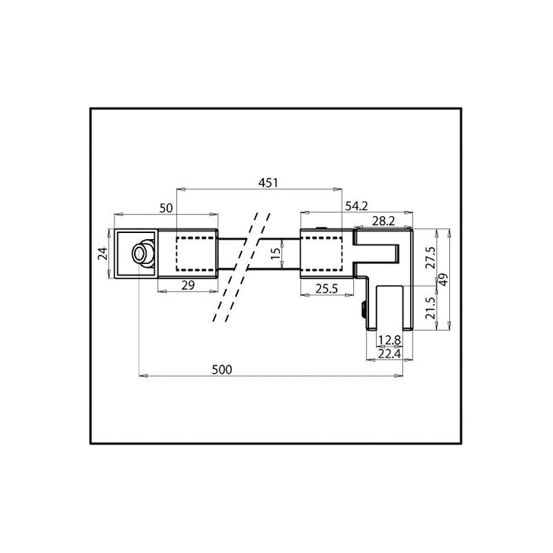 Cuadro 45 Barre de stabilisation- pour verre de 6 Ã  10mm