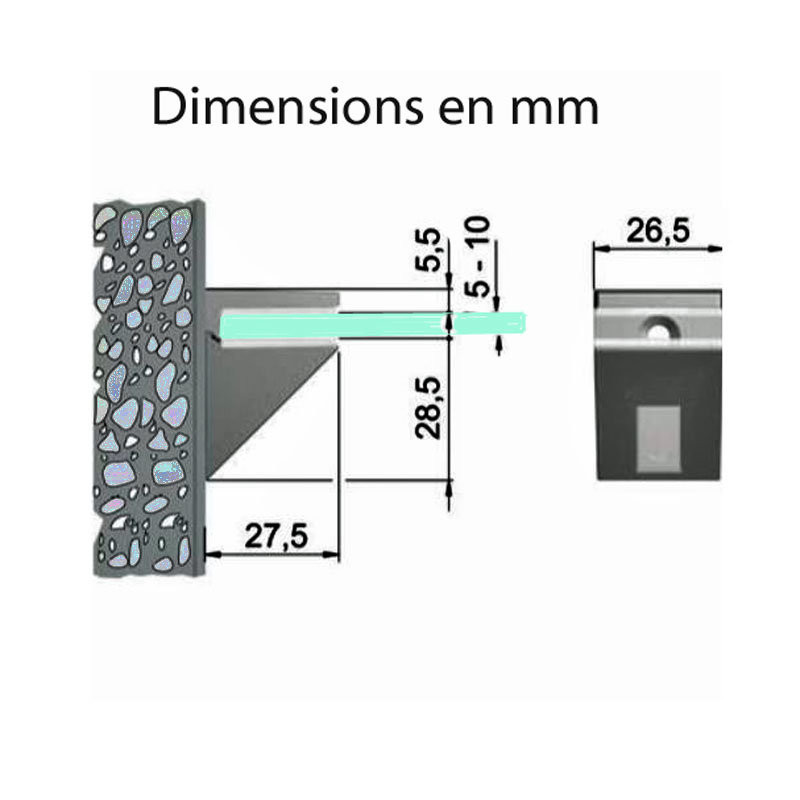 Piece support tablette MEXICO - finition inox