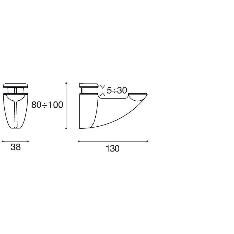 Pièce support d'étagère en verre VENUS