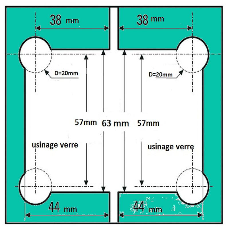 Bilbao charnière porte 90° verre-verre- pour verre de 8 à 12mm