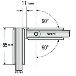 Bilbao charnière porte 90° verre-verre- pour verre de 8 à 12mm
