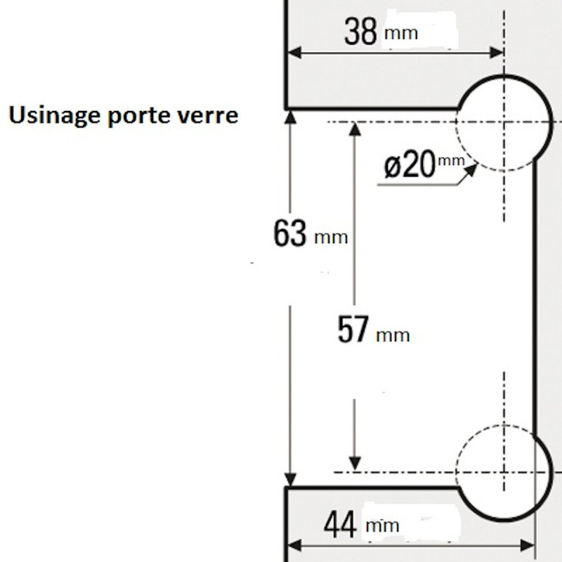 Bilbao charnière porte 90° verre-mur- pour verre de 8 à 12mm