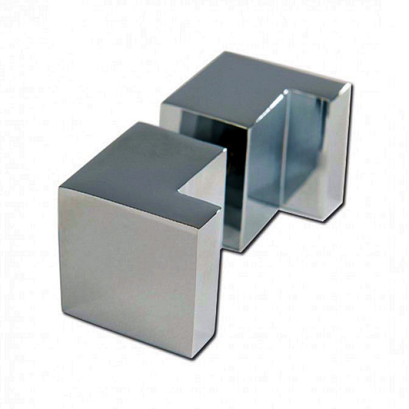 Square bouton chromé pour porte verre de 6 à 12mm