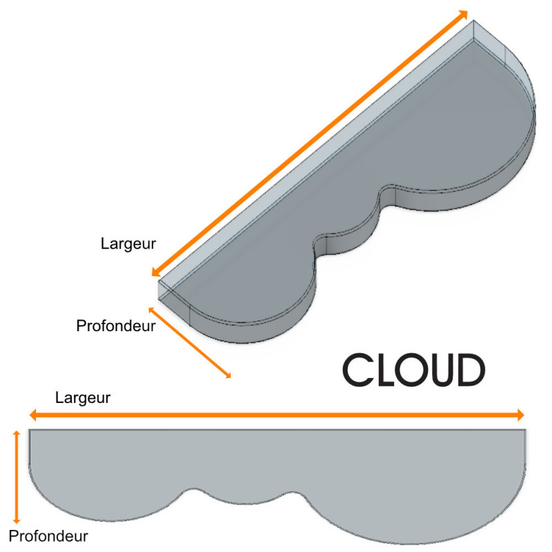 Etagere CLOUD en verre trempe - schéma Etagere CLOUD en verre trempe - schéma