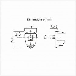 Taquet pour tablette verre de 5 à 6mm