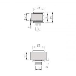 Pince pour tablette en verre de 4 a 6mm - Piazza - Chrome-Brillant