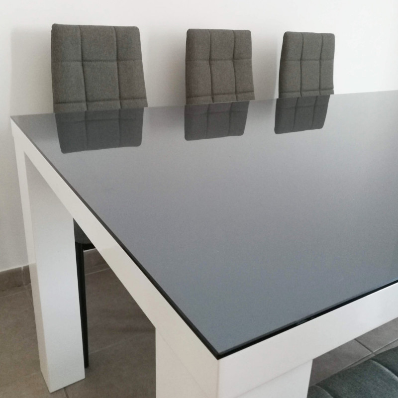 Plateau de table en verre trempé gris