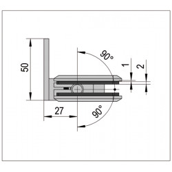Barcelona charnière porte 90° verre-mur- pour verre de 8 à 12mm