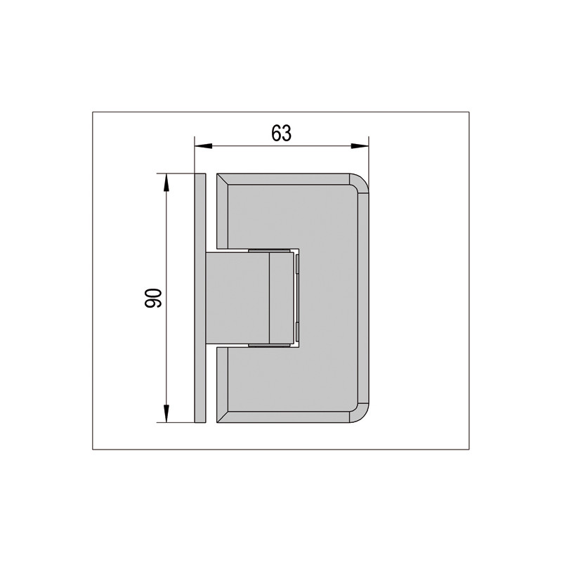 Barcelona charnière porte 90° verre-mur- pour verre de 8 à 12mm