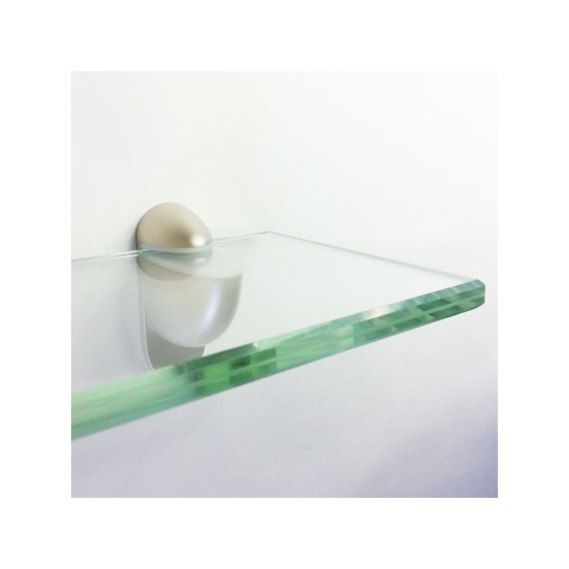 Support d'étagère Bauhaus BLANC et étagère 2 coins ronds en verre CLAIR trempé Securit