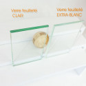 Support d'étagère Bauhaus BLANC et étagère 2 coins ronds en verre CLAIR trempé