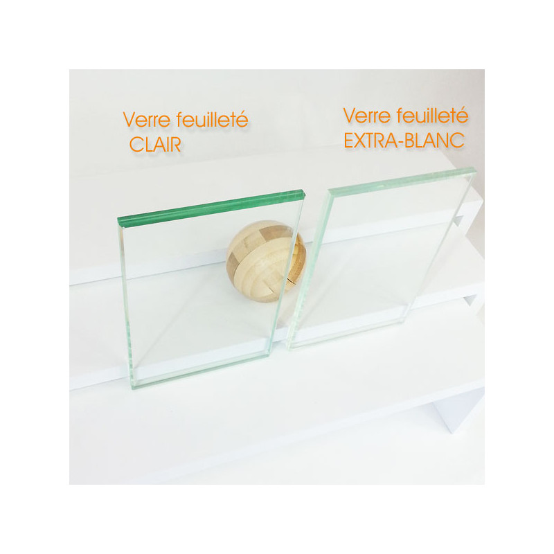 Support d'étagère Bauhaus BLANC et étagère 2 coins ronds en verre CLAIR trempé