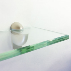 Support d'étagère Bauhaus BLANC et étagère 2 coins ronds en verre CLAIR trempé
