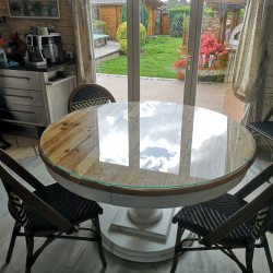 Plateau rond 90 cm en verre trempé transparent