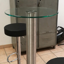 Plateau rond 90 cm en verre trempé transparent