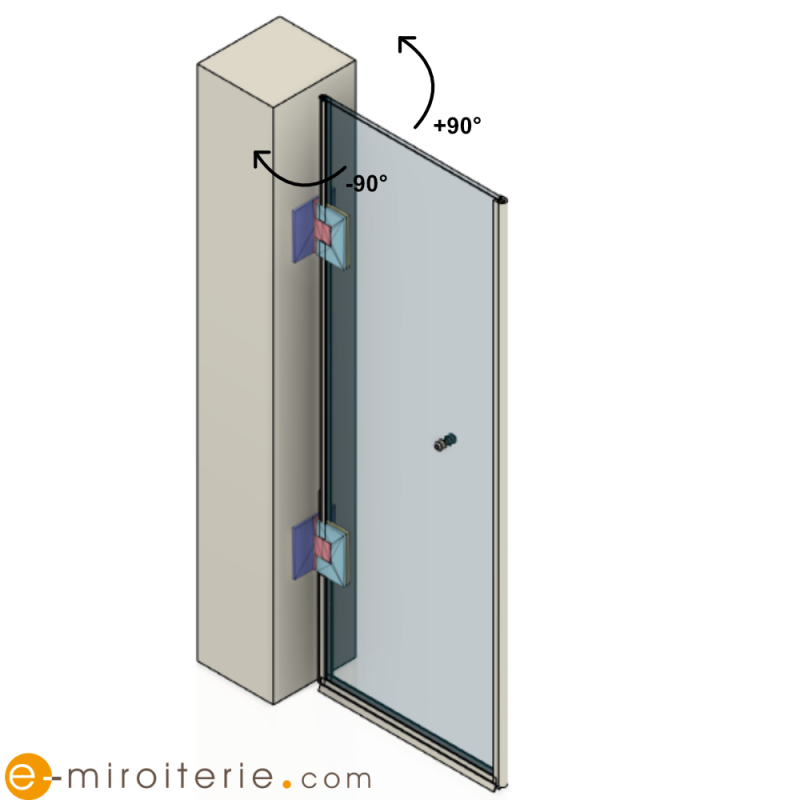 Porte de douche en verre - plan conceptuel non contractuelle