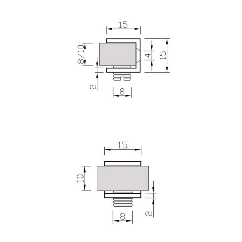 Lot de 4 pinces pour tablette en verre de 6 à 8mm - Piazza - Chromé