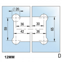 Bilbao charnière porte 180° verre-verre- pour verre de 8 à 12mm