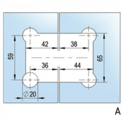 Bilbao charnière porte 180° verre-verre- pour verre de 8 à 12mm