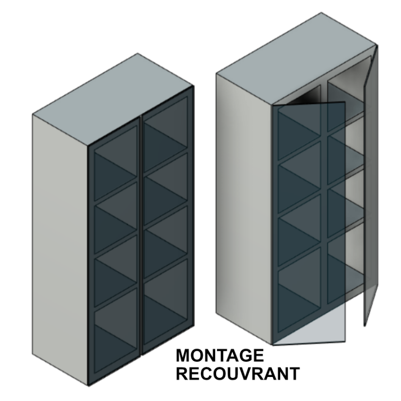 Porte de meuble DOUBLE en verre trempe sur mesure - DAISY