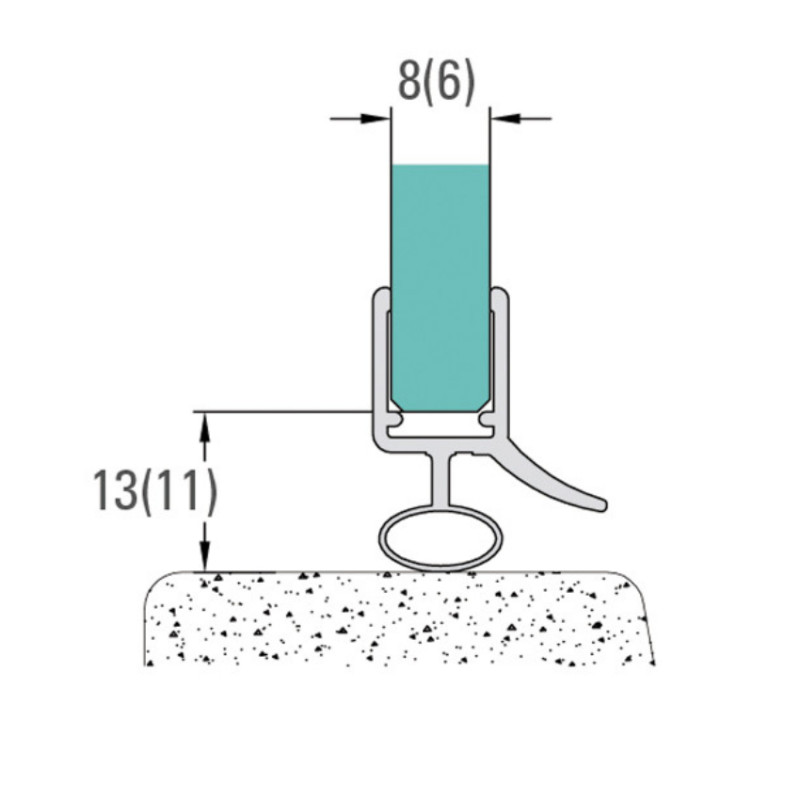 Joint d'étanchéité avec lèvre centrale pour verre de 6 ou 8mm [ref