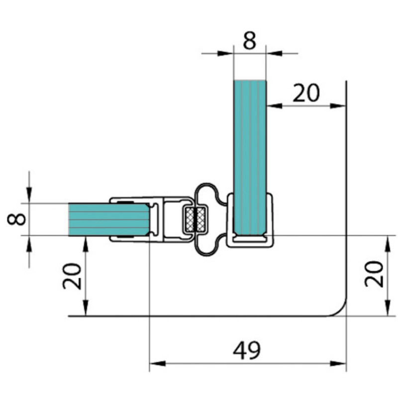 Joint d'étanchéité magnétique, 2x200cm fermeture 90° ou 180° verre