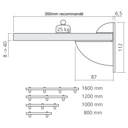 Pièce support de tablette en verre  BAUHAUS Blanc