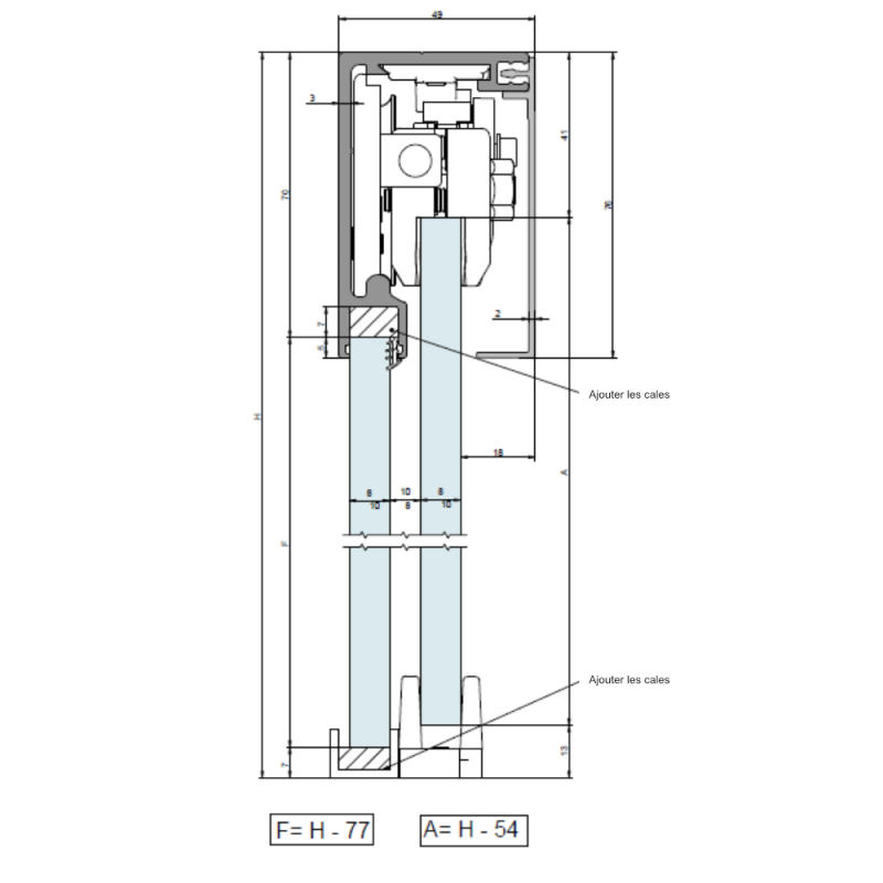 Paroi de douche coulissante Verre-Mur DOLCE - SANHECO cotes