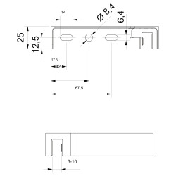 Équerre de stabilisation mur-verre - EXO MINI - mesures