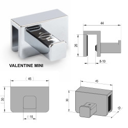 Porte serviettes pour paroi de douche - Valentine Mini dimensions