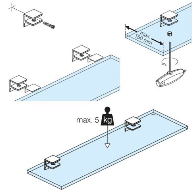 Paire de support tablette - Sobek doré brillant - Installation Paire de support tablette - Sobek doré brillant - Installation
