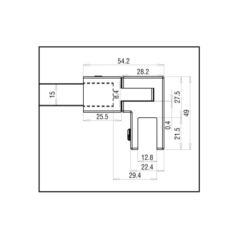 SQUARE Barre de stabilisation- pour verre de 6 à 10mm SQUARE Barre de stabilisation- pour verre de 6 à 10mm