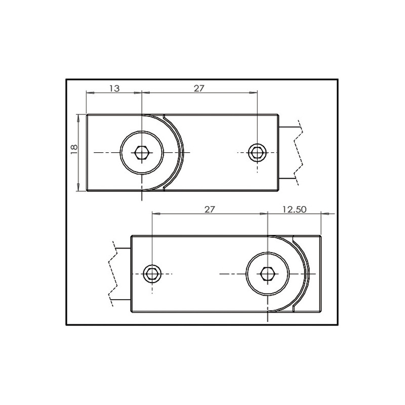 SQUARE Barre de stabilisation- pour verre de 6 à 10mm SQUARE Barre de stabilisation- pour verre de 6 à 10mm
