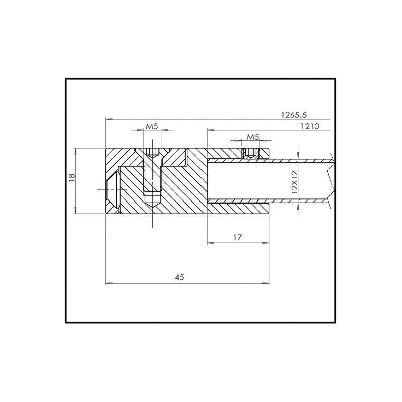 SQUARE Barre de stabilisation- pour verre de 6 à 10mm SQUARE Barre de stabilisation- pour verre de 6 à 10mm