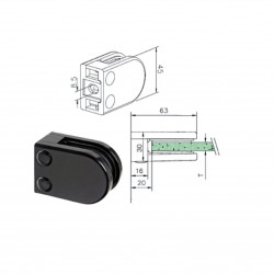 Pince pour paroi de douche - effet NOIR RAL 9005 MAT