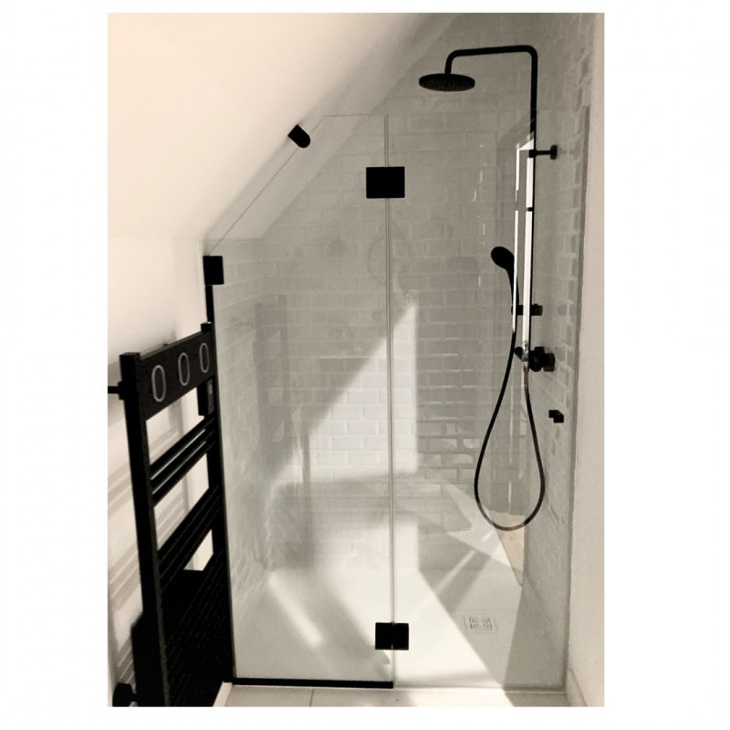 Paroi de douche sous pente - MEZZIGO - noir mat Paroi de douche sous pente - MEZZIGO - noir mat