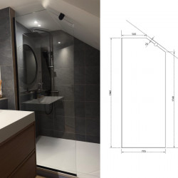 Paroi de douche sous toit- Mezza - PAROI FIXE