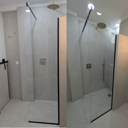 Paroi de douche inclinée - MEZZA INVERSEE - rail noir mat