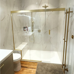 Paroi de douche coulissante - SANHECO - Laiton brossé