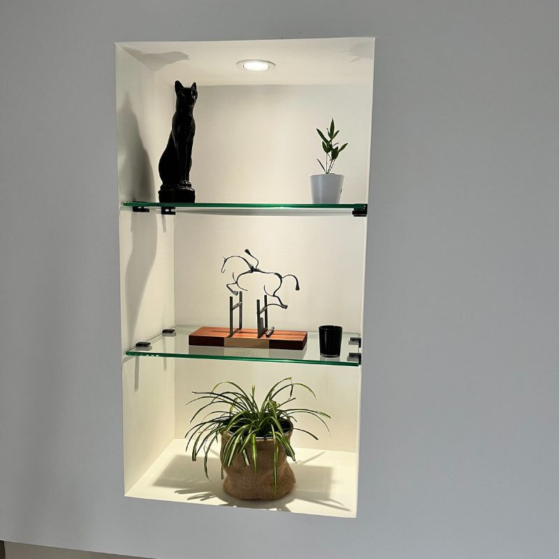 Etagère en verre sur mesure avec taquets BOSTON noir