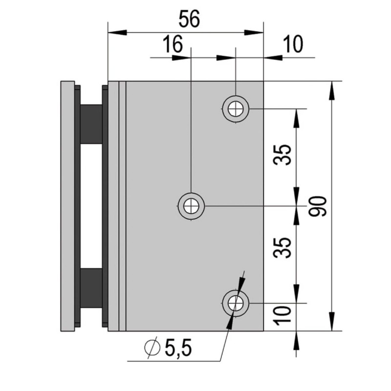 Bilbao raccord d'angle 90° verre-mur- pour verre de 8 à  12mm