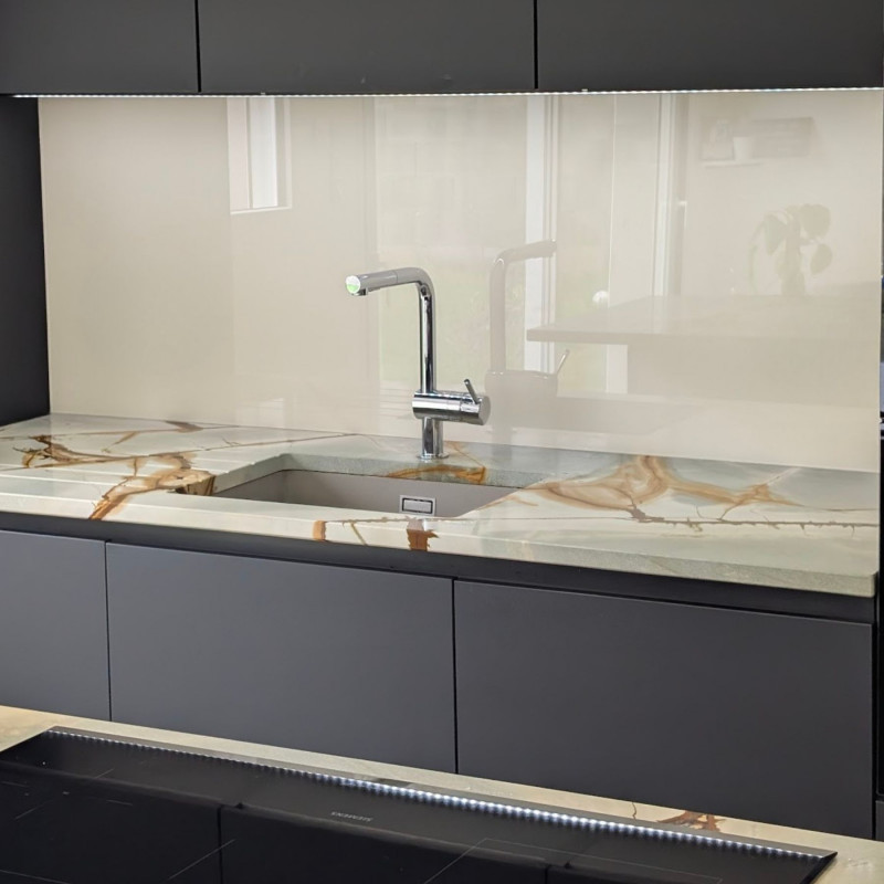 Crédence en verre laqué BLANC PERLE - Pearl white