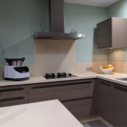 Fond de hotte en verre émaillé et trempé spécial feux gaz blanc nacre crème OYSTER