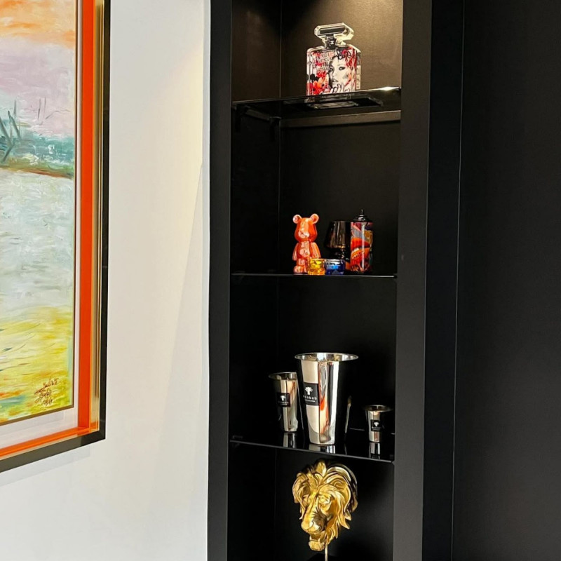 Etagère en verre teinté gris