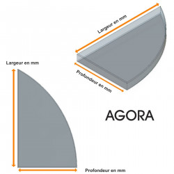 Tablette d'angle de douche sur mesure AGORA en verre trempé