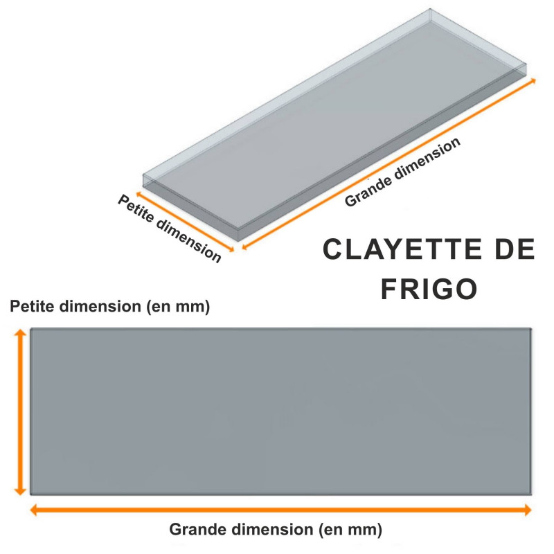 Schéma étagère de réfrigérateur et congélateur en verre de 4mm trempé sur mesure