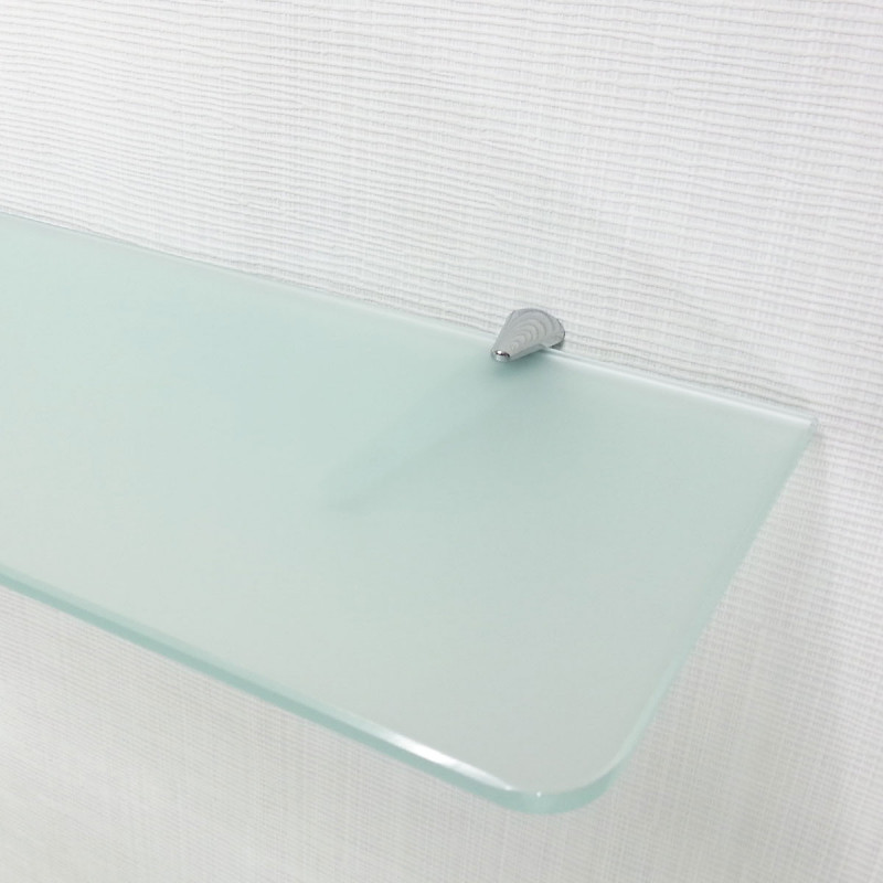 Etagère CURVA en verre dépoli trempé sur mesure - un coin rond