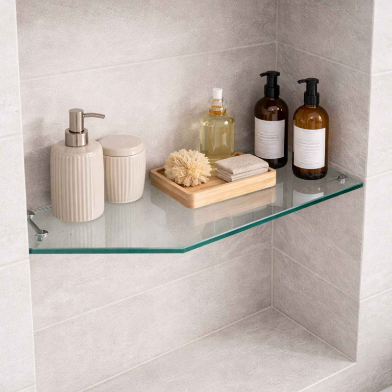 Tablette sur mesure en verre trempé de sécurité - FACETTE